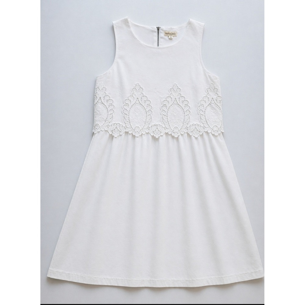 Maison Jules White‎ Lace Dress Sleeveless A-Line Cotton Blend Women's M